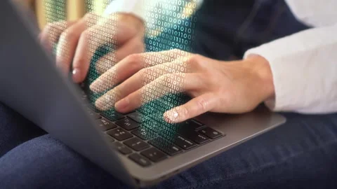 Closeup Scene Of Office Employee Working Online With Real Time Data Stock Footage 244449016