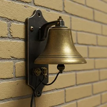 A closeup of a school bell on a wall Stock Photos