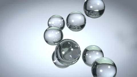 Closeup science concept of shape atom cell floating split cells Stock Footage 283421689