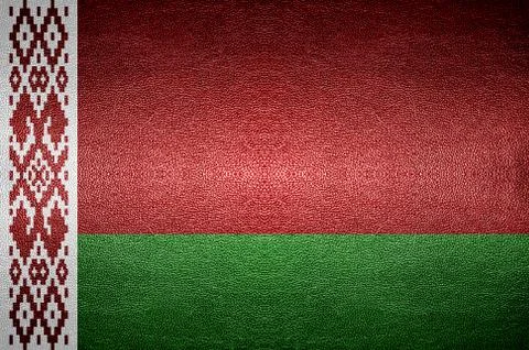 Closeup screen belarus flag concept on pvc leather for background Photos