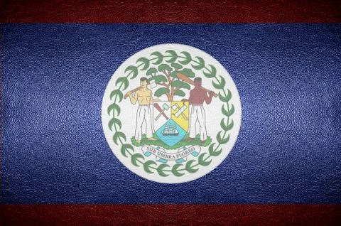 Closeup screen belize flag concept on pvc leather for background Stock Photos