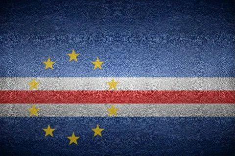 Closeup screen cape verde flag concept on pvc leather for background Stock Photos