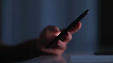 Closeup scrolling phone hand holding phone using mobile smartphone Millennial Stock-Footage 336249767