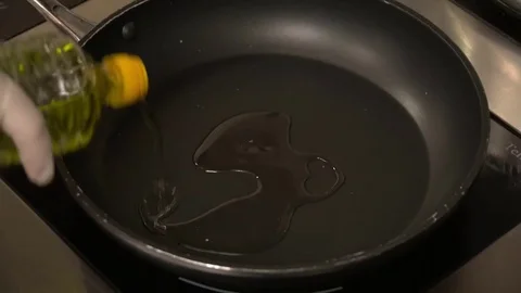 Closeup of seafood frying on the pan Stock Footage 77028702