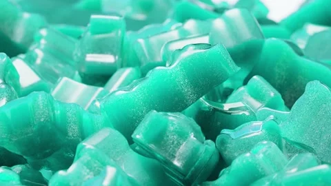 Closeup. Seamless Loop Background. Gummy bears candy. Aquamarine  jelly candy  스톡 동영상 197364242