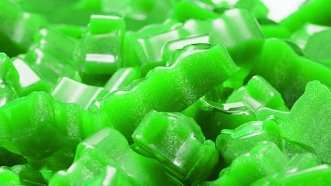 Closeup. Seamless Loop Background. Gummy bears candy. Green jelly candy bears Stock-Footage 197364261