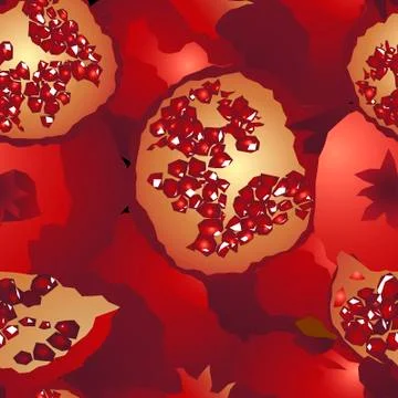 Closeup seamless pattern pomegranate Stock Illustration