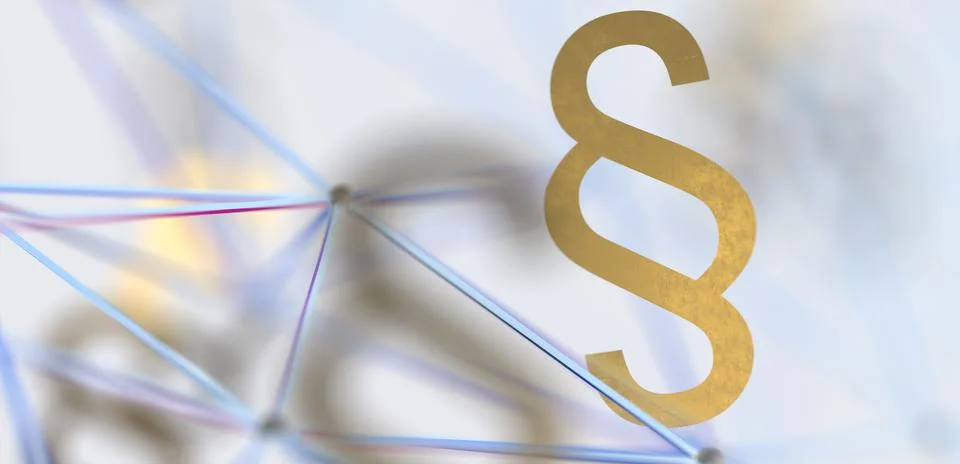 Closeup of the section sign in 3d render with blurred background of lines 스톡 일러스트