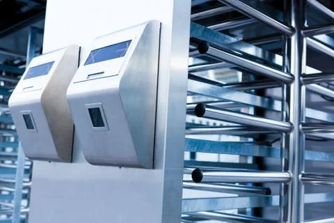 Closeup of security turnstile on stadium Foto stock