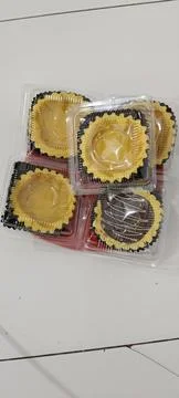 Closeup of selected egg tarts Stock Photos