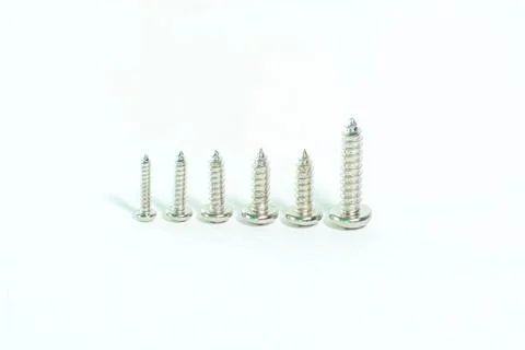 Closeup of self tapping screw on a white background Stock Photos