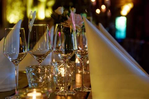 Closeup of a set up table Stock Photos