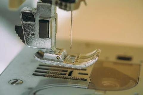 Closeup the sewing machine and needle with out sewing thread Stock Photos