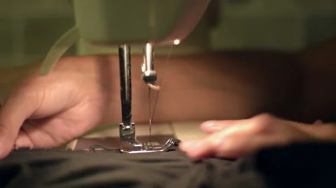 Closeup of sewing machine with the hands 스톡 동영상 55490713