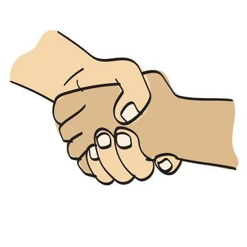 Closeup shaking hands illustration vector hand drawn isolated Stock Illustration