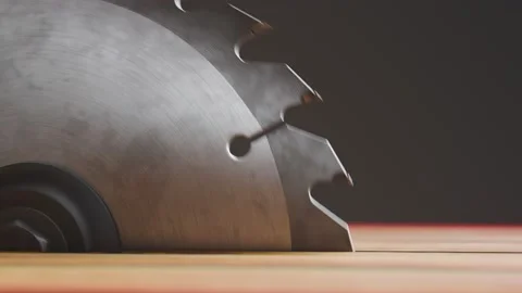 Closeup on a sharp circular saw. Industrial tool while working. Carpentry. Vídeos de archivo 201173205