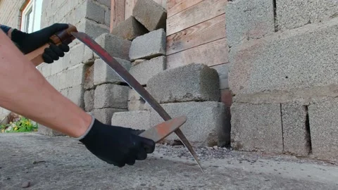 Closeup Of Sharpening Scythe Stock Footage 195289470