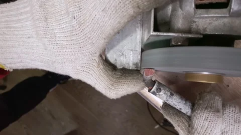 Closeup of sharpening a soldering iron for work. Preparing the tool for work. 스톡 동영상 130779707