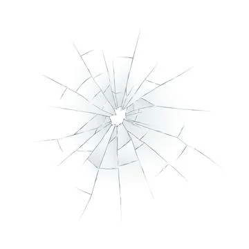 Closeup of Shattered Glass with Cracks on Surface Stock Illustration
