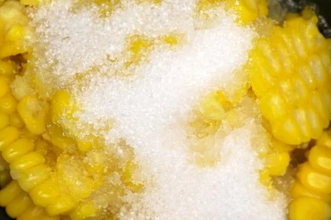 Closeup shear corn with sugar Stock Photos