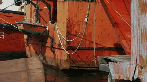 Closeup of ships in Castro, Chile Stock Footage 12453193