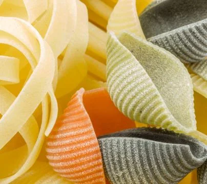Closeup shoot of different types of pasta Stock Photos