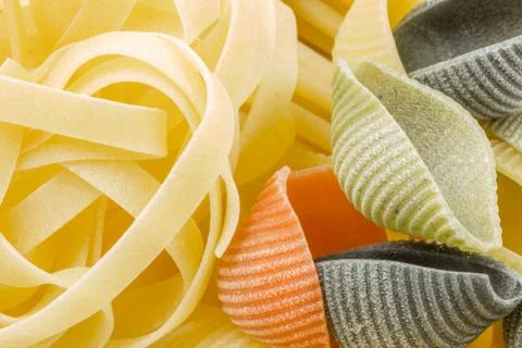 Closeup shoot of different types of pasta Stock Photos