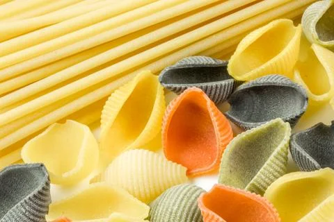 Closeup shoot of different types of pasta Stock Photos