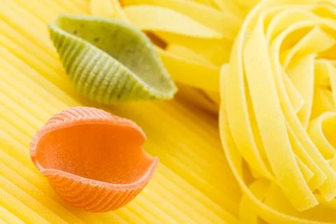 Closeup shoot of different types of pasta Stock Photos