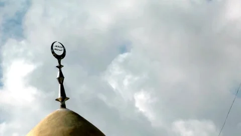 Closeup shoot mosque Dome Temple with cloud sky background Stock Footage 270956818