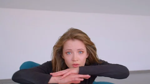 Closeup shoot of young cute skilled female performing an emotional dance in the Stock Footage 110279083