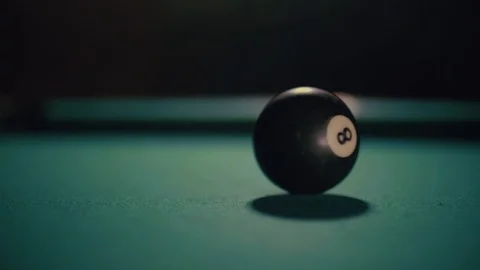 Closeup shot of 8th ball being hit, slow motion Stock Footage 85899244
