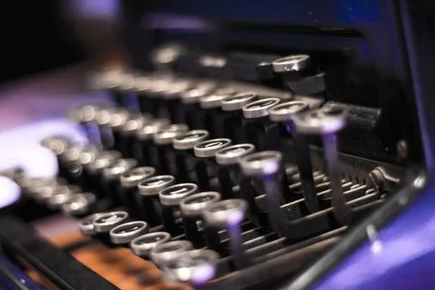 Closeup shot of a black typewriter Stock Photos