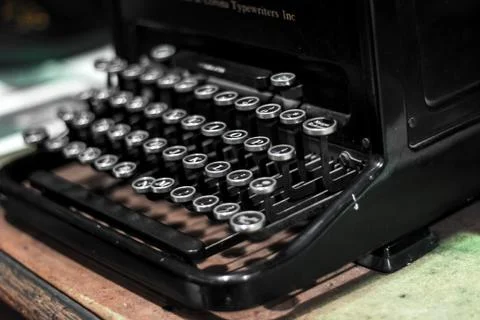Closeup shot of a black typewriter Stock Photos