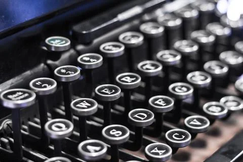 Closeup shot of a black typewriter Stock Photos