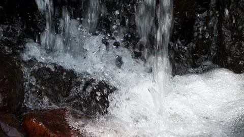 Closeup shot of the brook, cascade with sounds. 4K Stock Footage 123208862