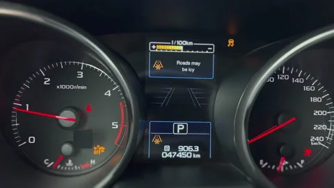 Closeup shot of a car dashboard during startup. Different parameters. Stock Footage 202292365