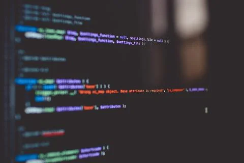 Closeup shot of a coding screen Stock Photos