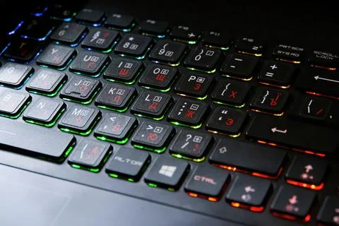 Closeup shot of colorful computer keyboard Stock Photos