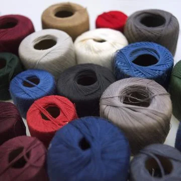 Closeup shot of colorful thread spools Stock Photos