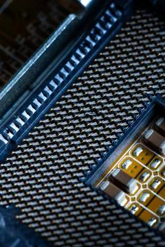 Closeup shot of the computer motherboard socket Stock Photos