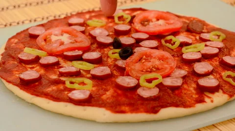 Closeup shot of Cooking pizza. Stock Footage 65446015