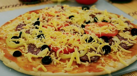 Closeup shot of Cooking pizza. Stock Footage 66360582