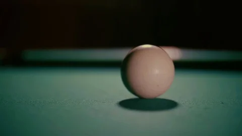 Closeup shot of cue ball being hit, slow motion Stock Footage 85899228