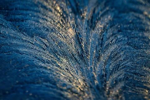 Closeup shot of details on a pattern formed by ice crystals 스톡 사진