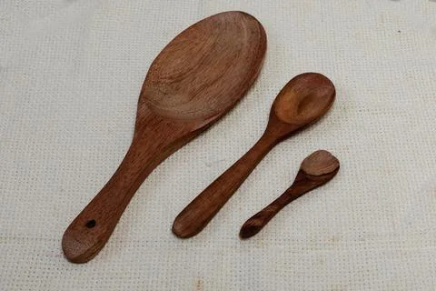 Closeup shot of different size spoons Foto stock