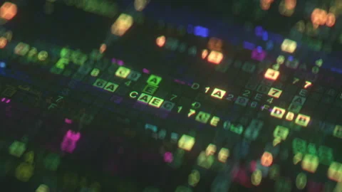 Closeup shot of digital machine code seamless loop 3D render animation Stock Footage 165212175