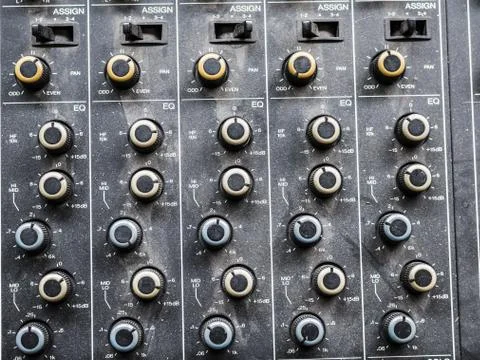 Closeup shot of a dirty mixer knobs 스톡 사진