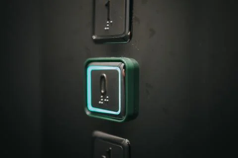 Closeup shot of an elevator 0 button Foto stock