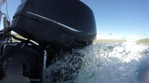 Closeup shot of an engine running on a motor boat Stock Footage 52193236
